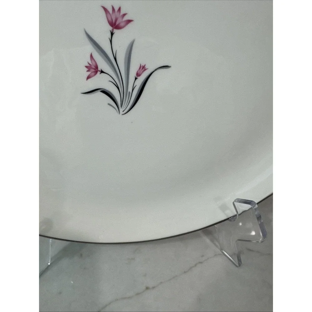 Vintage Syracuse China Alpine Serving Platter Pink‎ Floral Made USA 12 Inch Oval